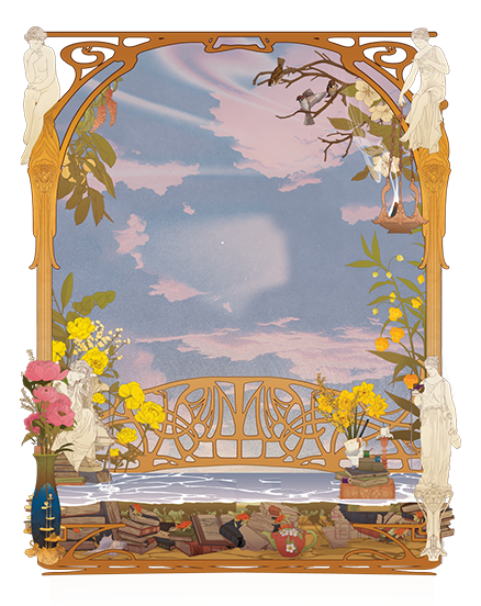 illustration ariere plan style art nouveau