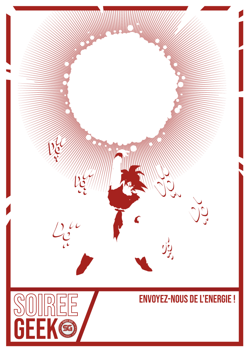 avant-plan concept d'affiche genkidama pour soirée geek